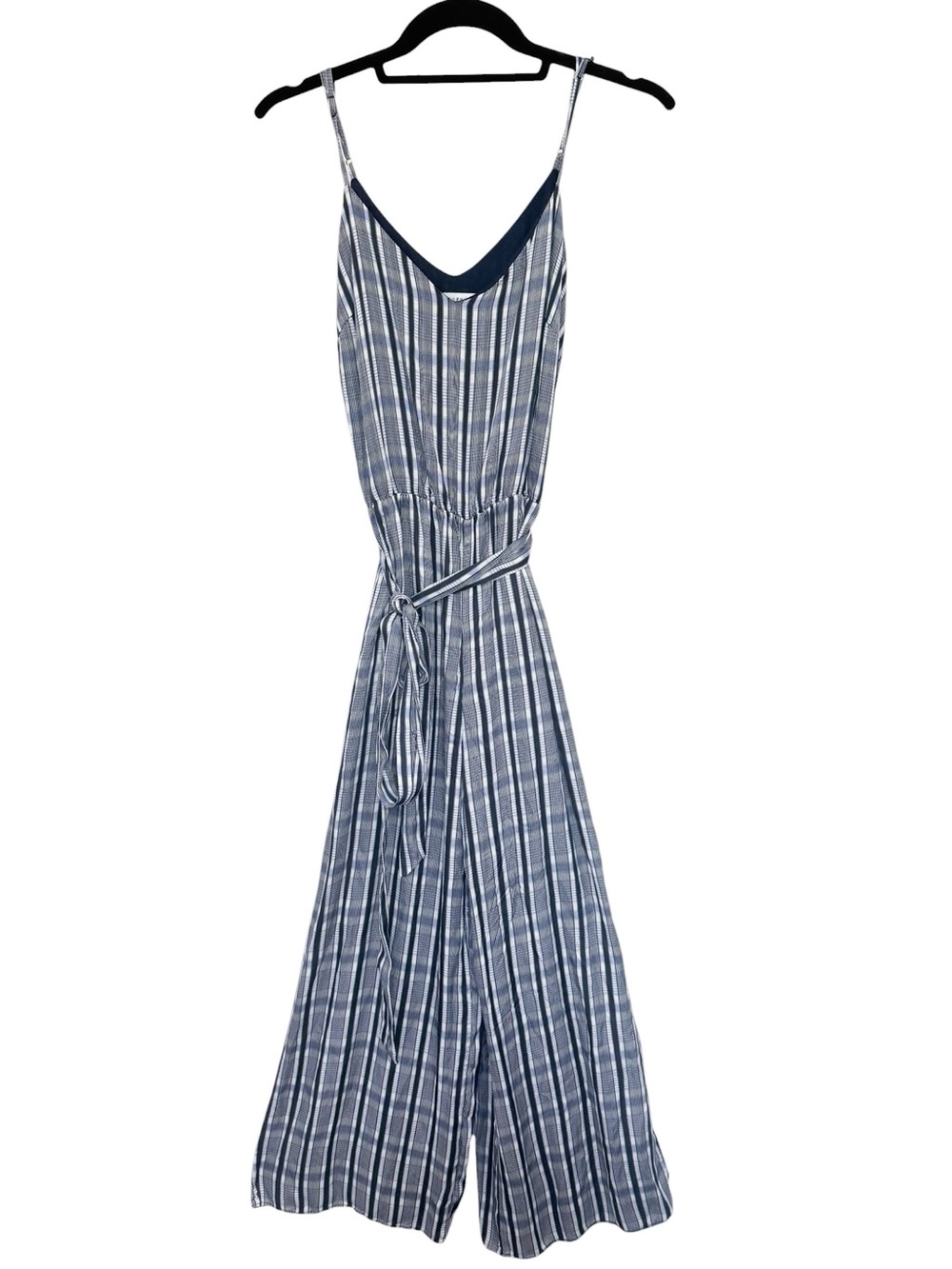 Bailey 44  Sleeveless Jumpsuit with Tie Waist Blue Plaid Size 2